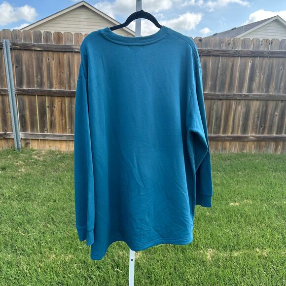 Kinesis Women's Teal Blue Round Neck Long Sleeve Pullover Sweaters Size 3X NWT - Picture 2 of 5